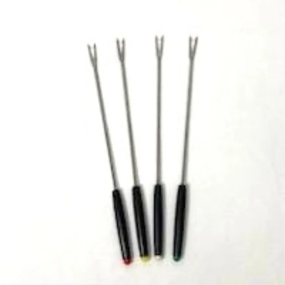 Vtg Fondue Forks Skewers Wood Handle Colored Tips Japan MCM Retro Party